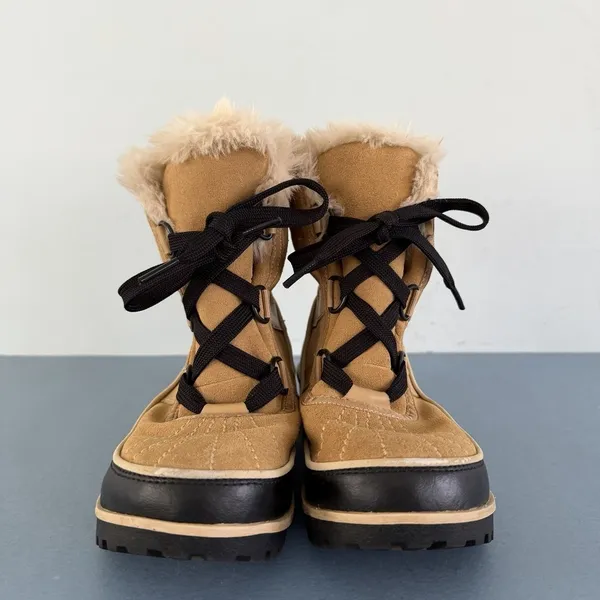 Sorel‎ Tivoli II Curry Tan Suede Faux Fur Lined Waterproof Winter Snow Boots - Image 3