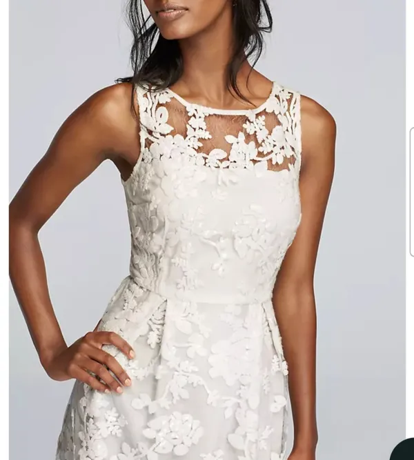 Donna Ricco David's Bridal NWT Ivory Lace Sequin Dress Size 2 - Image 3