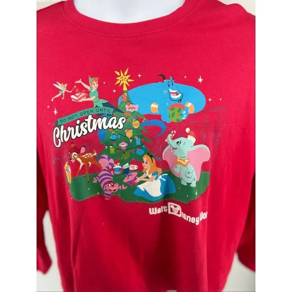 Disney Parks Disney World Do Not Open Until Christmas Characters Shirt 1X Red - Image 4
