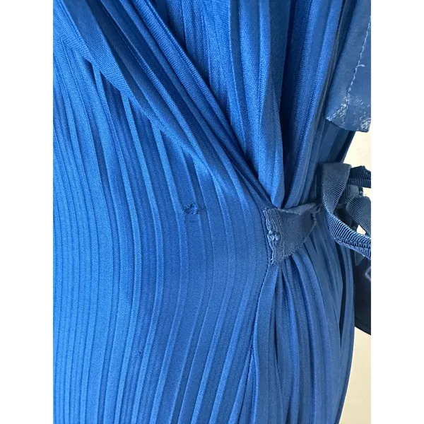 Atlein Navy Blue Plisse Pleated Midi Dress XS Shift Career Office Designer $260 - Image 11