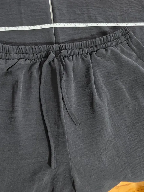 Halara Mid Rise Drawstring Wide Leg Baggy Linen-Feel Pants - Black -Size S ( R ) - Image 6