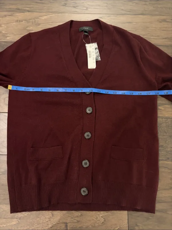 New with Tags JCrew Merino Wool Burgundy Cardigan Sz M - Image 5