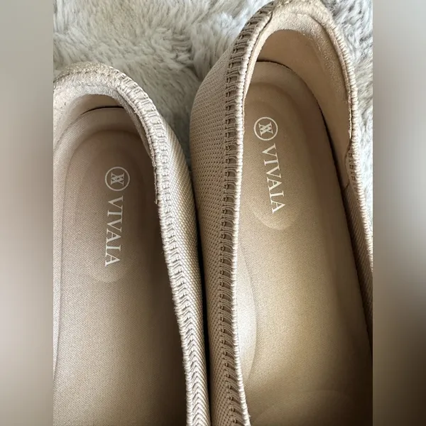 VIVAIA Beige Knit Pointed Toe Flats Sustainable Comfort Shoes EU 38.5 - Image 4