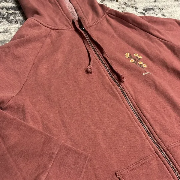 walk in love. Women’s‎ Pink Fleece Do Not Worry Wildflower Zip Up Hoodie Small - Image 5