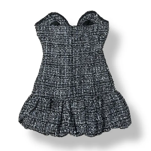 Do + Be Tweed Indie Strapless Deep V-Neck Ruffle Mini Dress Size Small Cocktail‎ - Image 4