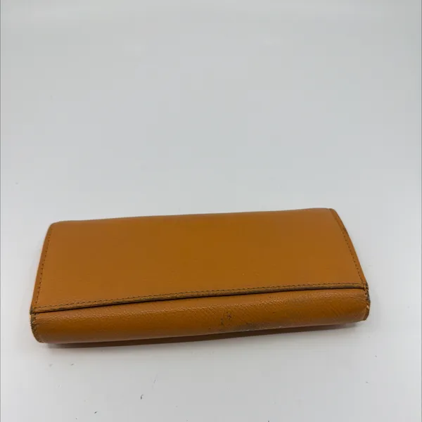 Coach Tan Pebbled Leather Signature Canvas Flap Wallet - Image 3