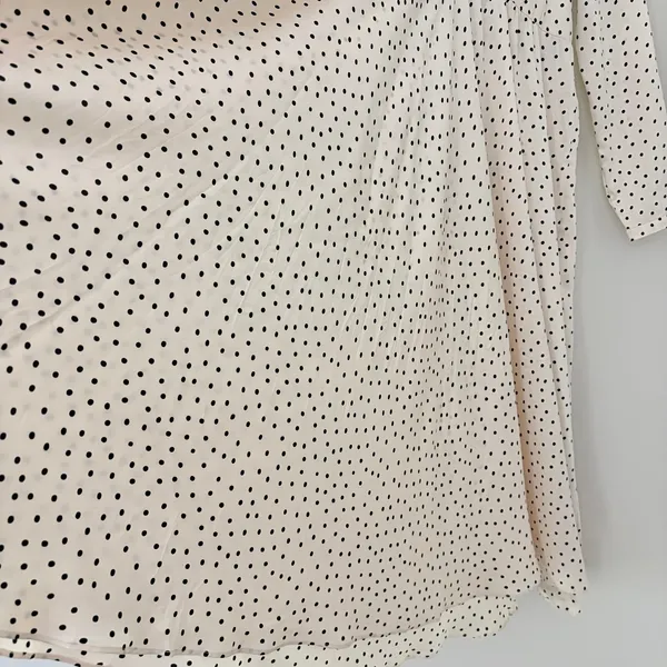 Zara Dress Cream Black Polka Dot Midi Long Sleeve Empire Waist Oversized Size S - Image 9