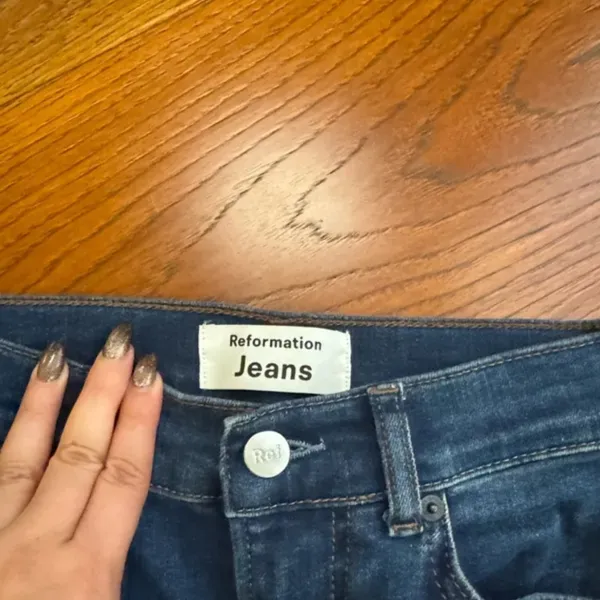 Reformation‎ Dark wash blue high rise Skinny Jeans Neris Wash size 24 - Image 5