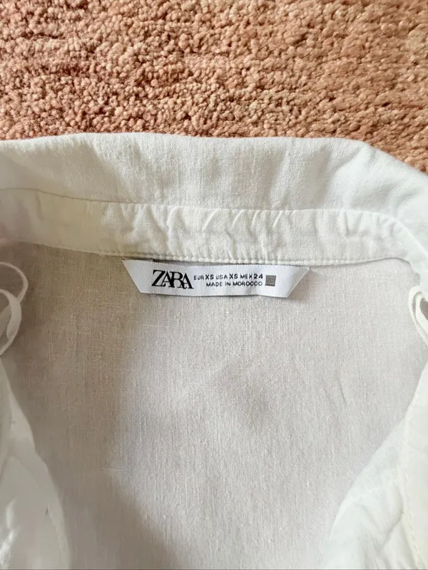 Zara Linen Blend Oversized Button Front Shirt White Size XS - Image 2