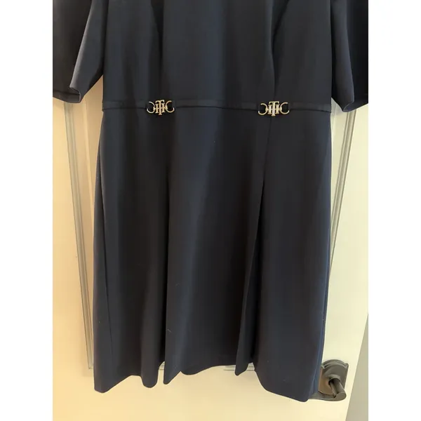Tommy Hilfiger Women's Elbow Sleeve Fit & Flare Navy Blue Dress Sz 12 - Image 12