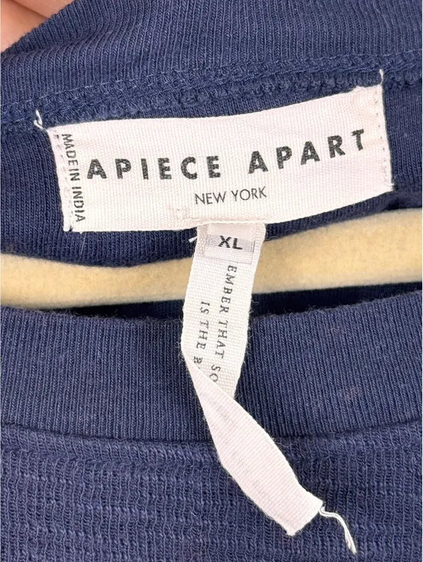 Apiece Apart Olimpio Puff Sleeve Sweatshirt Blue Cotton Women’s XL - Image 3