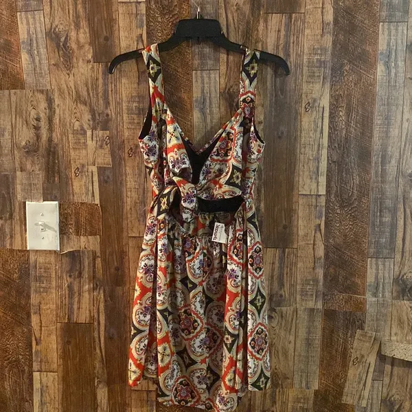 Peach Royal NWT Tank Dress Womens Size M Fit & Flare Patterned Tie Back Cut Out - Image 3