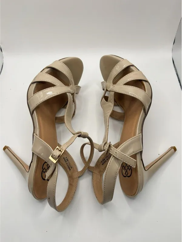 Daisy Fuentes GOLD STILETTO OPEN TOE STRAPS HIGH HEELS - Image 4