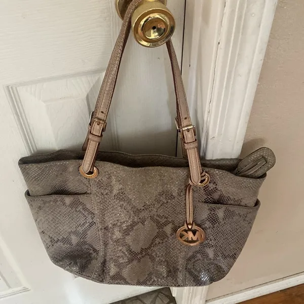 Michael Kors Python snake  print gray leather tote bag - Image 3