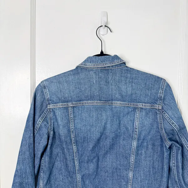 Madewell The Shrunken Stretch Jean Denim Jacket Classic Style Layering Blue S - Image 14