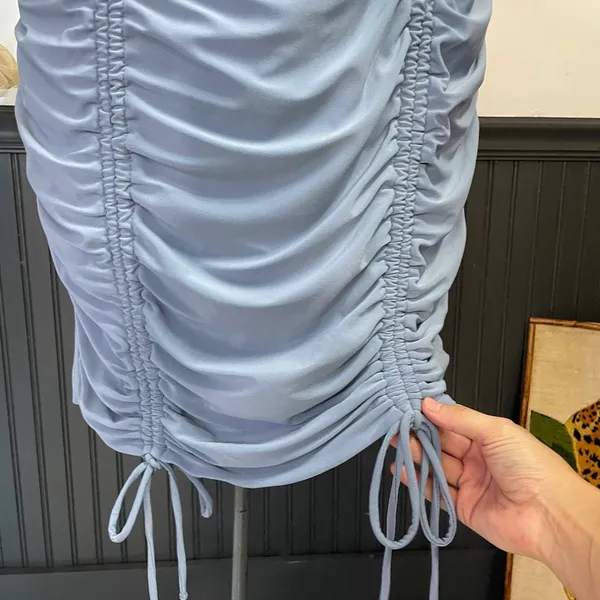 IRIS Ruched Adjustable Baby Blue Spaghetti Strap Mini Dress - Sz 1X 💛🎀 - Image 4