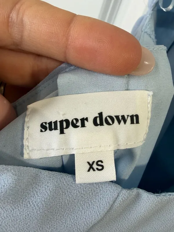 superdown Morgan Layered Tie Mini Dress in Baby Blue - Image 3
