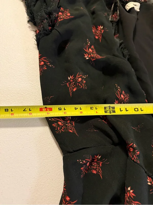 Dranella Wrap Lightweight Semi-Sheer Floral Black Small Frayed Fairy Dress - Image 7