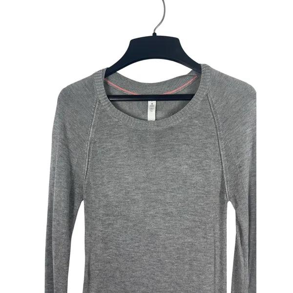 Lululemon Cashmere Blend Sweater Tunic Gray Size 2 Lightweight Thumbholes - Image 5