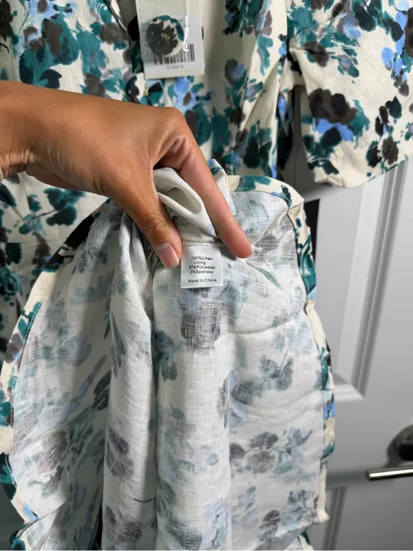 Tuckernuck Blue‎ Blooms Linen Maxi Dress Size XS Floral Coastal Vacation - Image 15