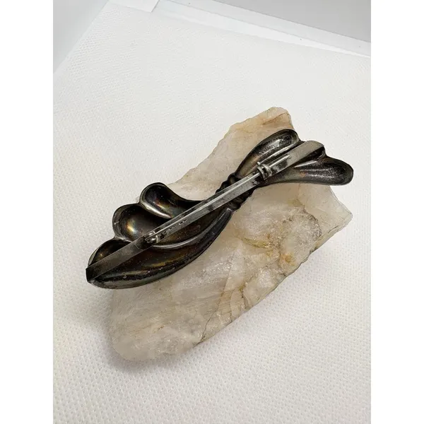 Vintage Taxco Mexico Sterling Silver Modernist Bow Brooch TS-01‎ 925 13.39g - Image 5