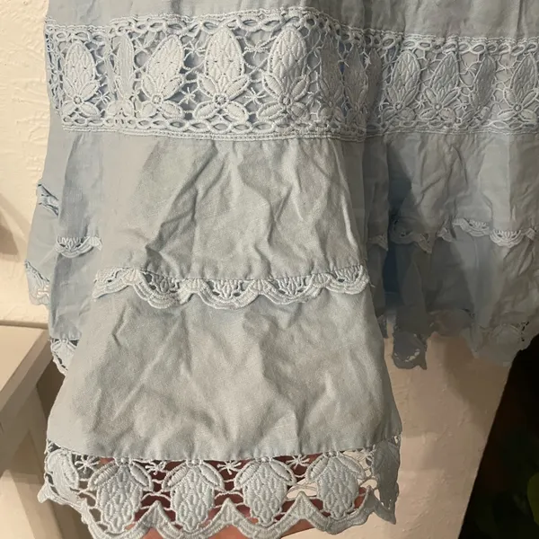 HALTER NECK LACE linen-cotton blend TRIM DRESS Size Medium - Image 4