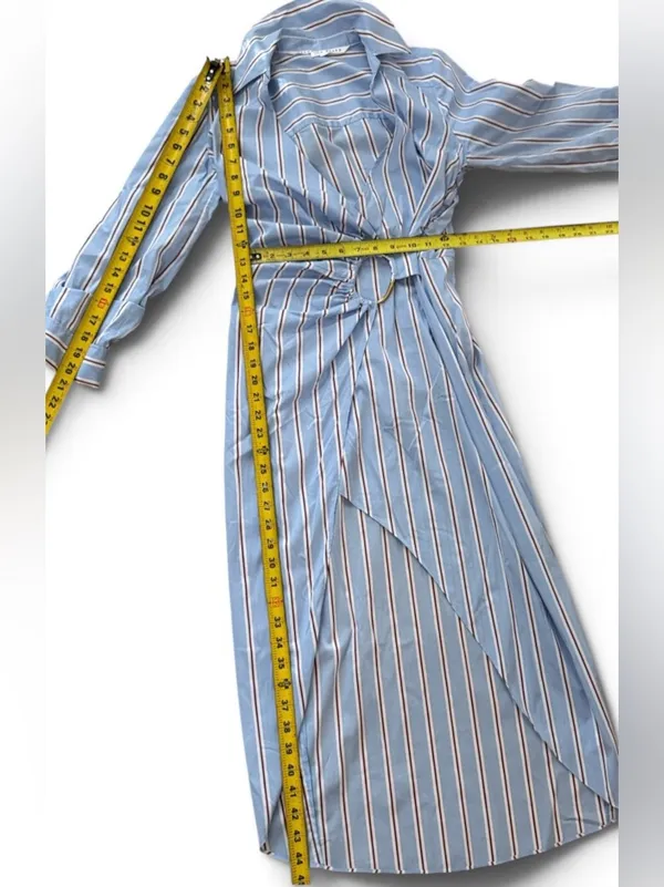 VERONICA BEARD AFTON WRAP AERO BLUE BRICK MULTI DRESS sz 2 - Image 13