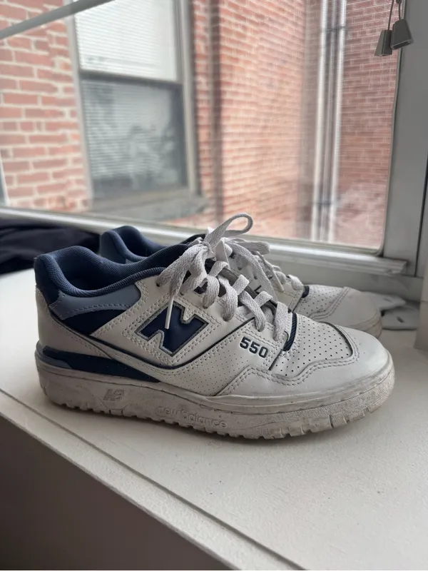 New Balance 550 Women’s White and Navy Leather Sneakers - Image 5