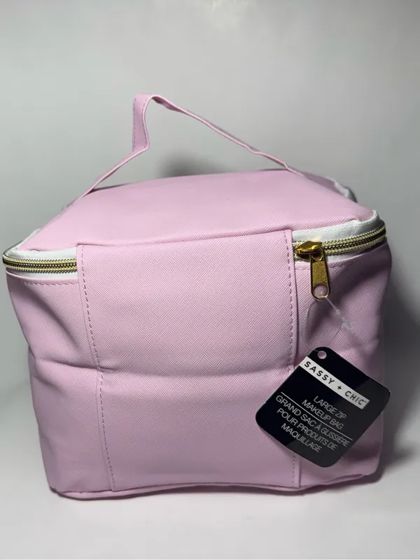 Sassy + Chic Large Pink Makeup Bag Travel Toiletry Organizer Case NWT 8x6x5 in - Image 5