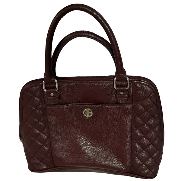 Giani Bernini‎ Womens Quilted Dome Satchel Handbag Maroon Leather Zipper - Image 5