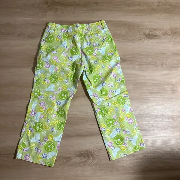 Lilly Pulitzer Crop Pants Green 6 Women Tropical Fruit Floral Print Stretch - Image 15