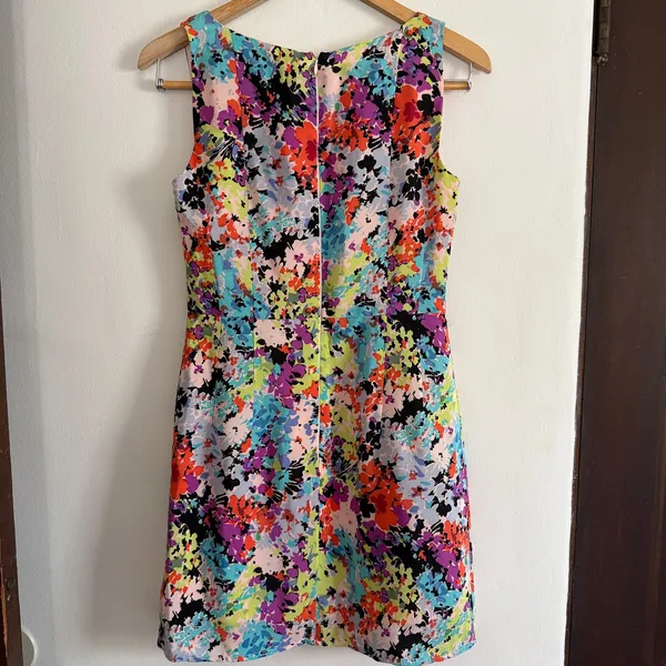 NANETTE LEPORE | Silk Psychedelic Floral Square Neck Cocktail Dress Size 2 - Image 9