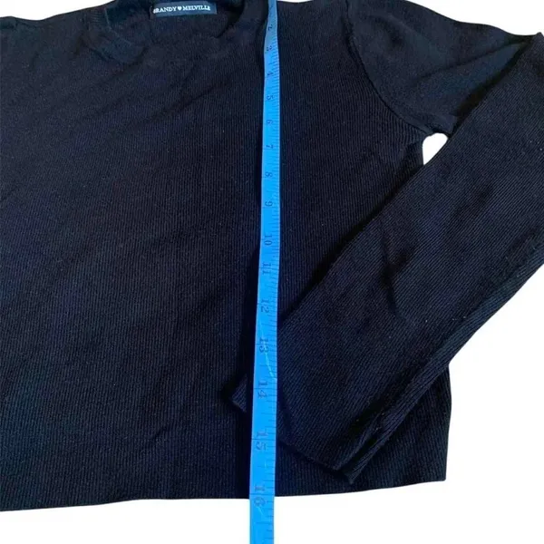 Brandy Melville Black Ribbed Long Sleeve‎ Crop Top Sweater Viscose One Size XS/S - Image 4