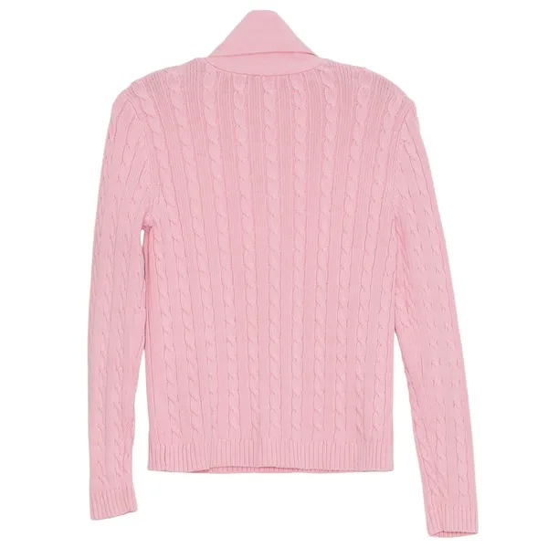 Ralph Lauren‎ Cable Knit Sweater Pink Shawl Collar Preppy Old Money Coastal S - Image 2