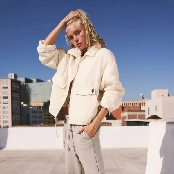 FP MOVEMENT Off The Bleachers Coaches Jacket M Layering Lightweight Boho Cream - Image 3
