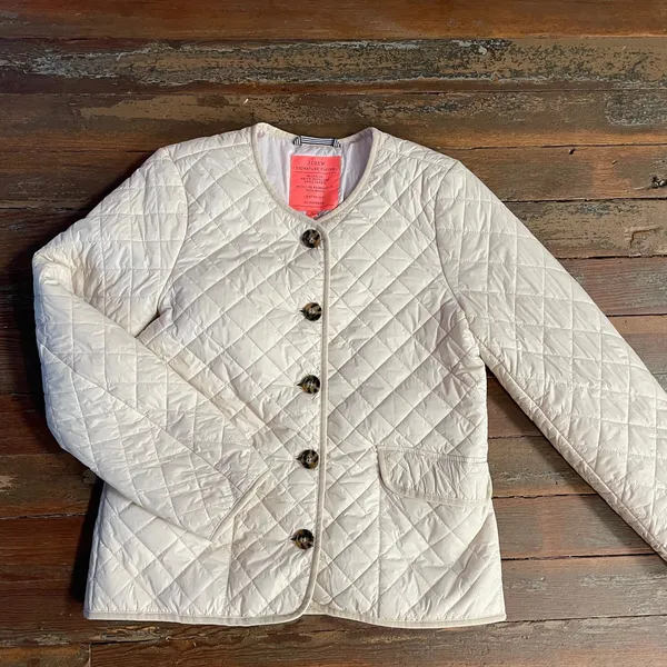 J.Crew Signature Puffer Lady Jacket Dusty Ivory Quilted PrimaLoft Sz 6 🧡🎀 - Image 3