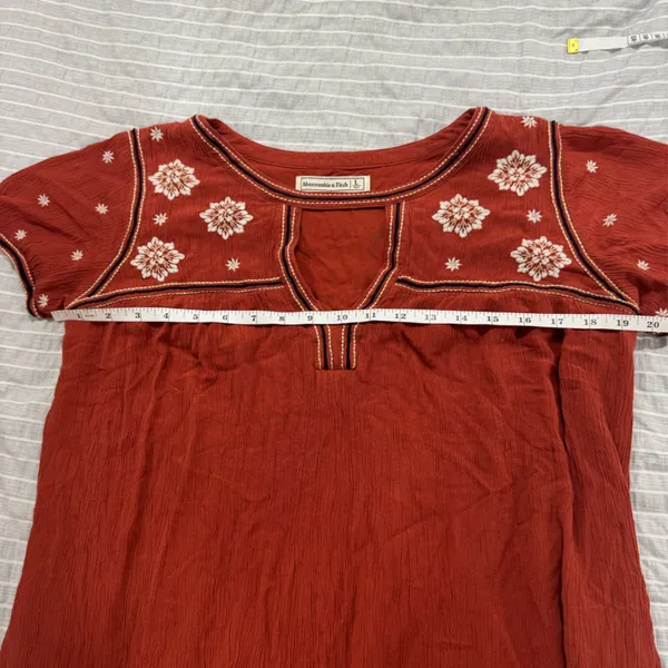 Abercrombie & Fitch Rust‎ Embroidered Dress Large - Image 4