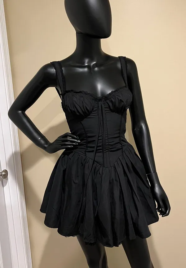 Fit and flare ruffle dress lace dress pleated mini dress summer elegrant dress - Image 3