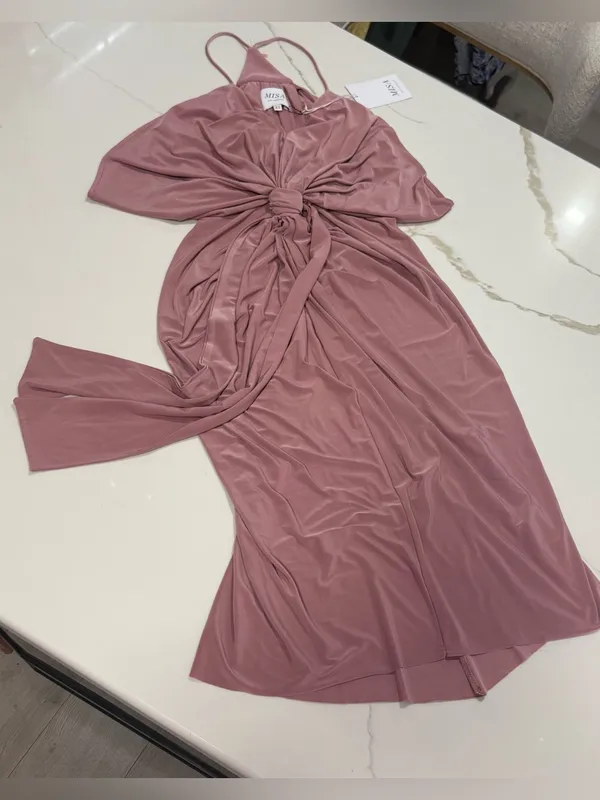 MISA Los Angeles Domino Draped Mini Dress Womens XS Blush Rose Warm Weather Glam - Image 7
