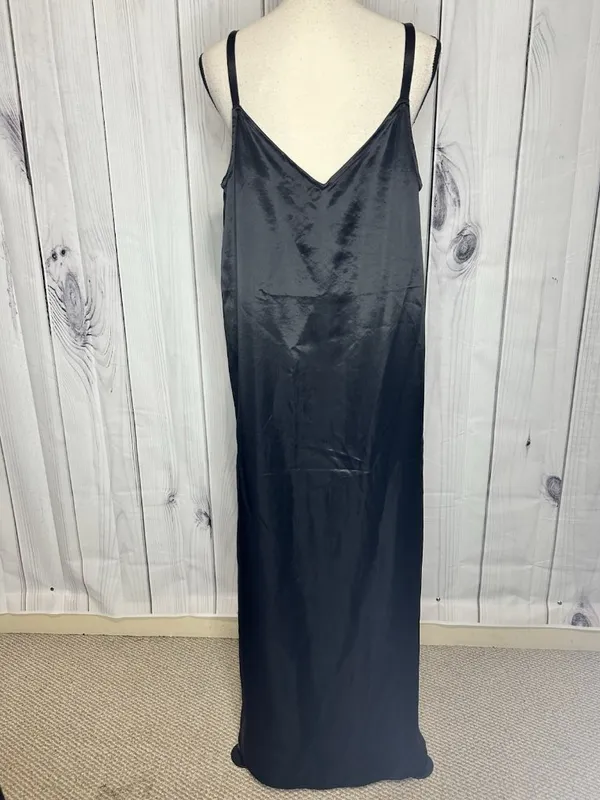 Vince Camuto Black Satin Slip Maxi Dress Sz L V-Neck Strappy Sleeveless - Image 7