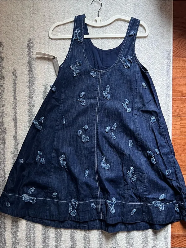 Anthropologie The Keiko Embroidered Denim Mini Dress by Maeve NWT Size: XXS - Image 9