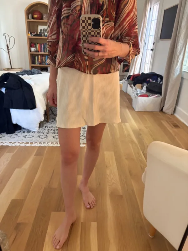 Reformation tan ribbed mini skirt - Image 2