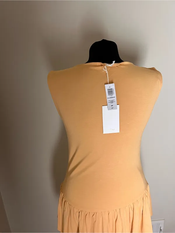 Aritzia Wilfred Bloomsbury Sleeveless Tiered Ruffle Dress in Soft Apricot NWT - Image 5