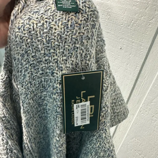 Lauren Ralph Lauren Cable Cotton Hooded Poncho Sweater Size Small NWT - Image 12