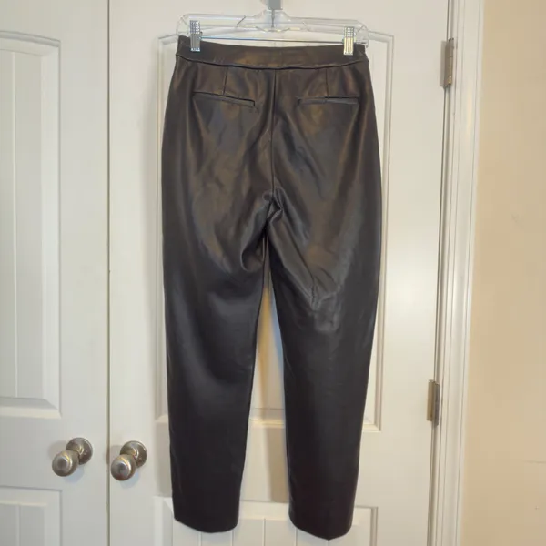 J.Crew Kate Faux‎ Leather Straight Leg Pants Black High Rise Size 0 Chic Trendy - Image 3