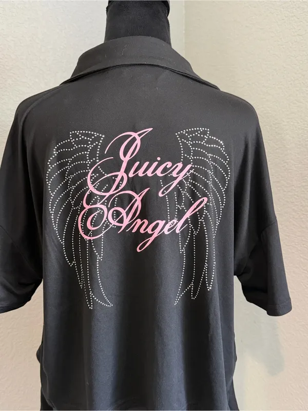Juicy Couture Black 'Juicy Angel' Short Pajama Set with Pink Embroidery - Image 5