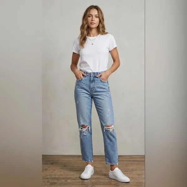 HIDDEN Los Angeles Ella High Rise Distressed Straight Leg Jeans Size 24 - Image 4