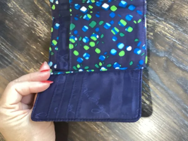 Vera Bradley Quilted Wallet in Ink Blue Medallion Print - Image 5