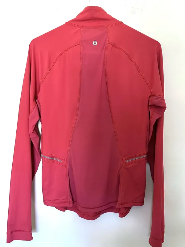 Lululemon Red‎ Half-Zip Athletic Pullover Jacket Women’s Front On the Pack Sz 10 - Image 5