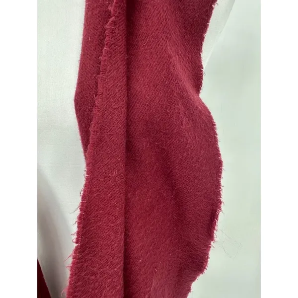 100% Cashmere‎ Scarf Mens Womens One Size Maroon Fringe Made in Scotland FLAWED - Image 10